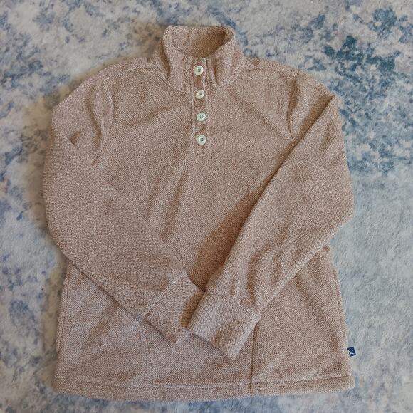 Eddie Bauer Sweaters - Eddie Bauer Women's Quarter Button Up Pullover Sweater Front Pockets Pumice XS